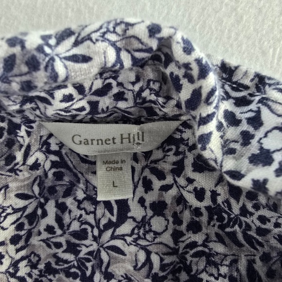 Garnet Hill European Flax Linen Floral Print Button Front Shirt Dress Size L - Picture 5 of 10